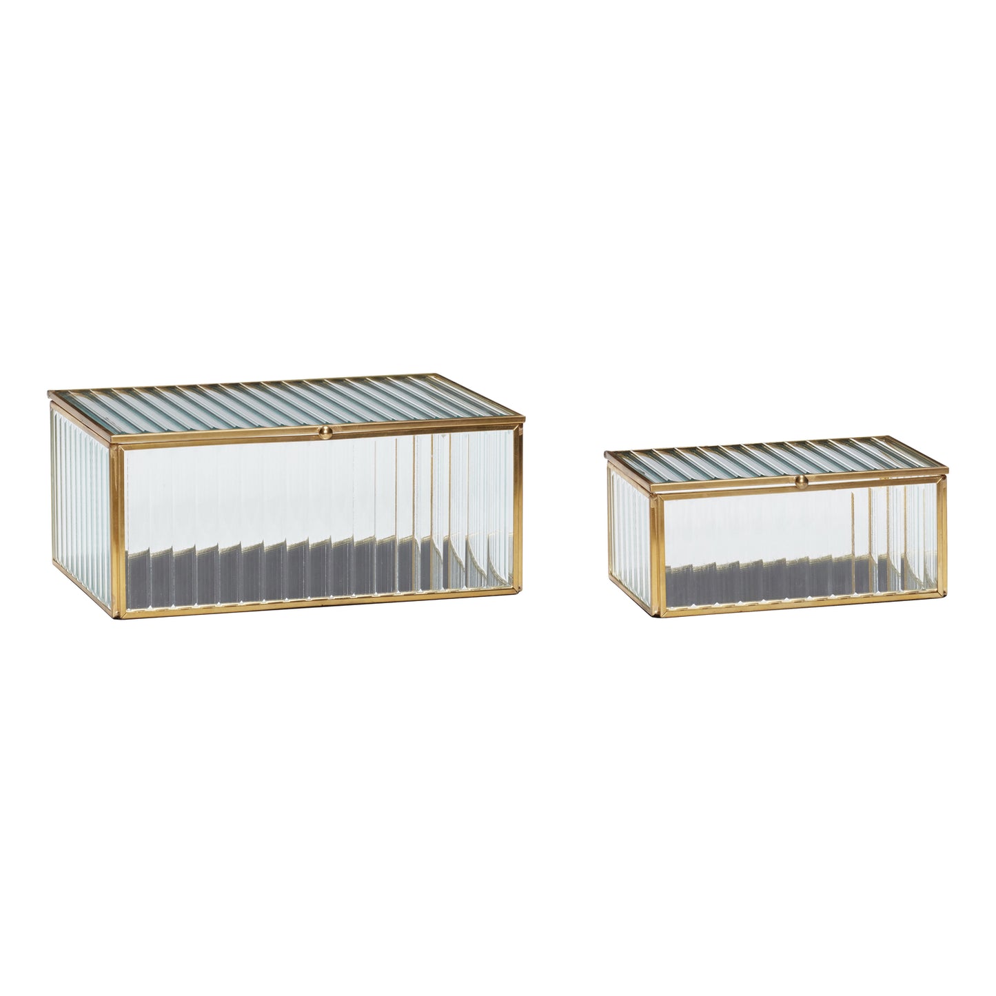 Hübsch© - RIPPLE GLASBOXEN - Messingfarben (2er Set)