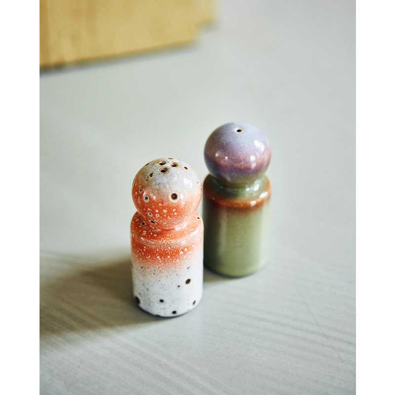 HK Living - 70s ceramics: pepper & salt jar - Asteroids/Peat