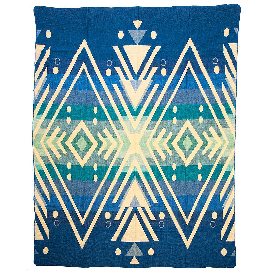 EcuaFina - Ecuadorianische Alpakadecke - Imbabura Blau - 190 x 225 cm