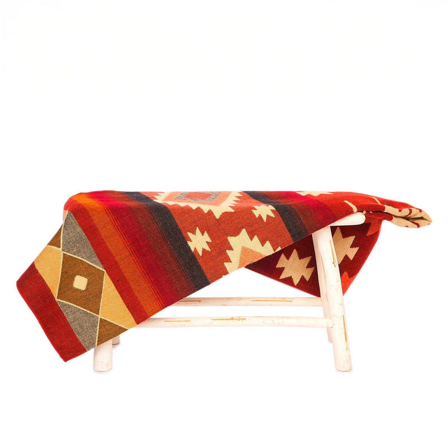 EcuaFina - Ecuadorianische Alpakadecke - Quilotoa Rot - 190 x 225 cm