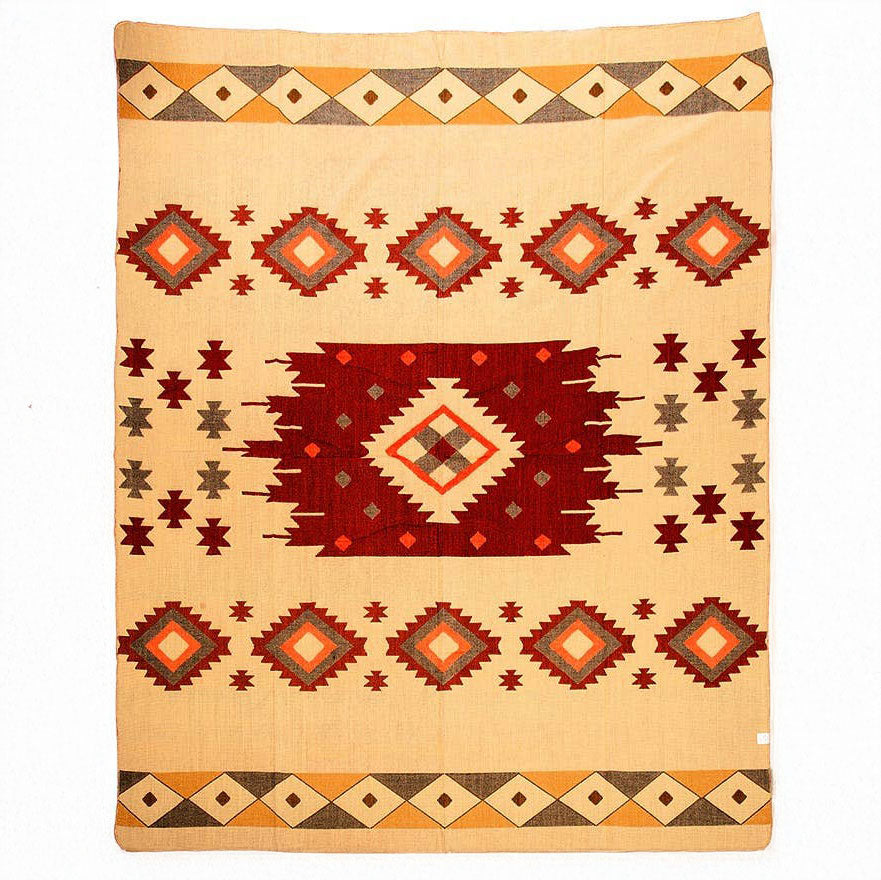 EcuaFina - Ecuadorianische Alpakadecke - Quilotoa Rot - 190 x 225 cm