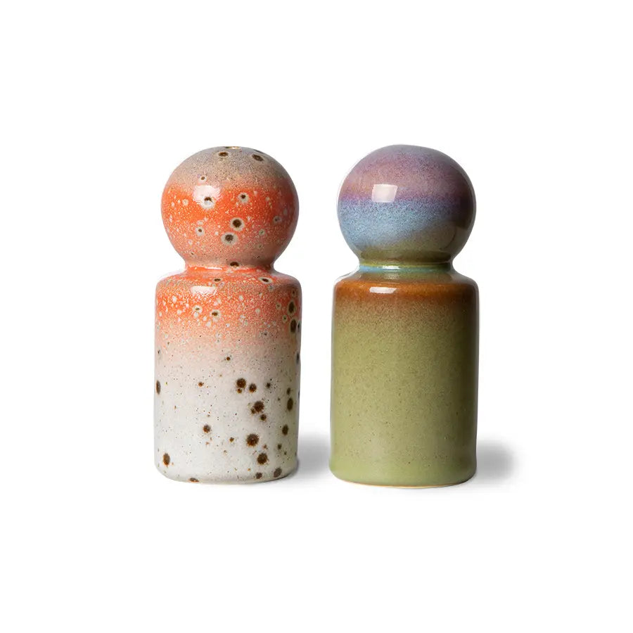 HK Living - 70s ceramics: pepper & salt jar - Asteroids/Peat