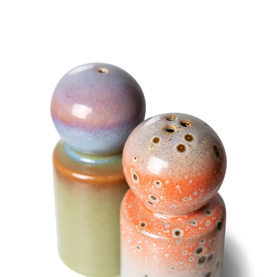 HK Living - 70s ceramics: pepper & salt jar - Asteroids/Peat