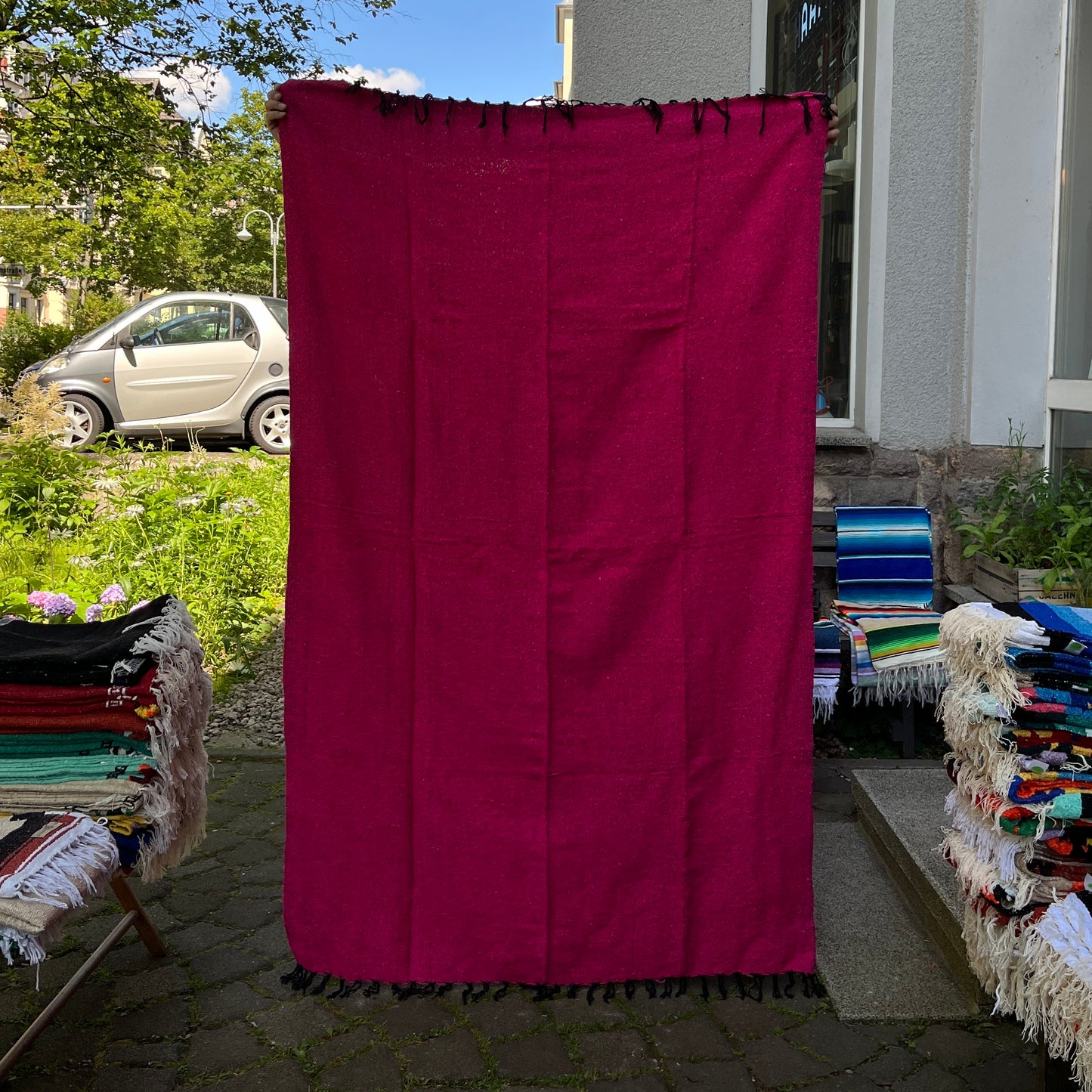 Westpath - einfarbige mexikanische Decke - Pink
