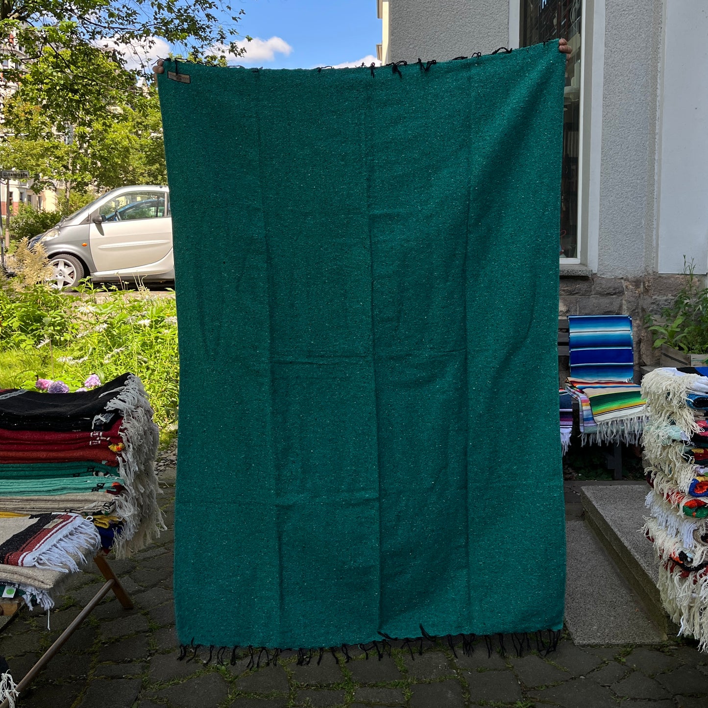 Westpath - einfarbige mexikanische Decke - dunkles Türkis