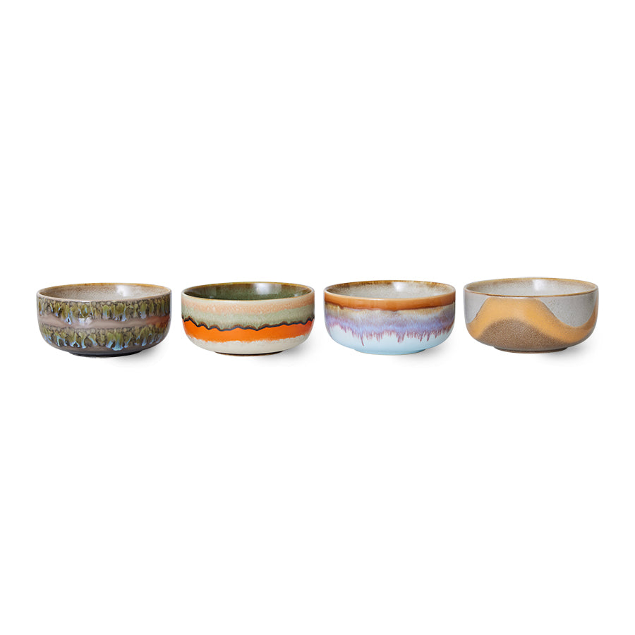 HKliving 70s Ceramics Dessert Bowls Reef 4er Set Keramik Schalen im Retro Look