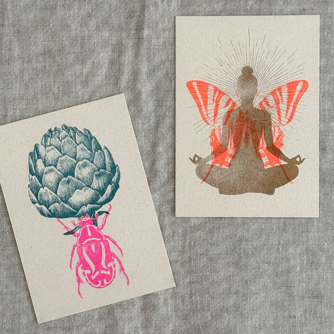 Postkarte Togethery „Yoga und Meditation”, Format A6, Risographie