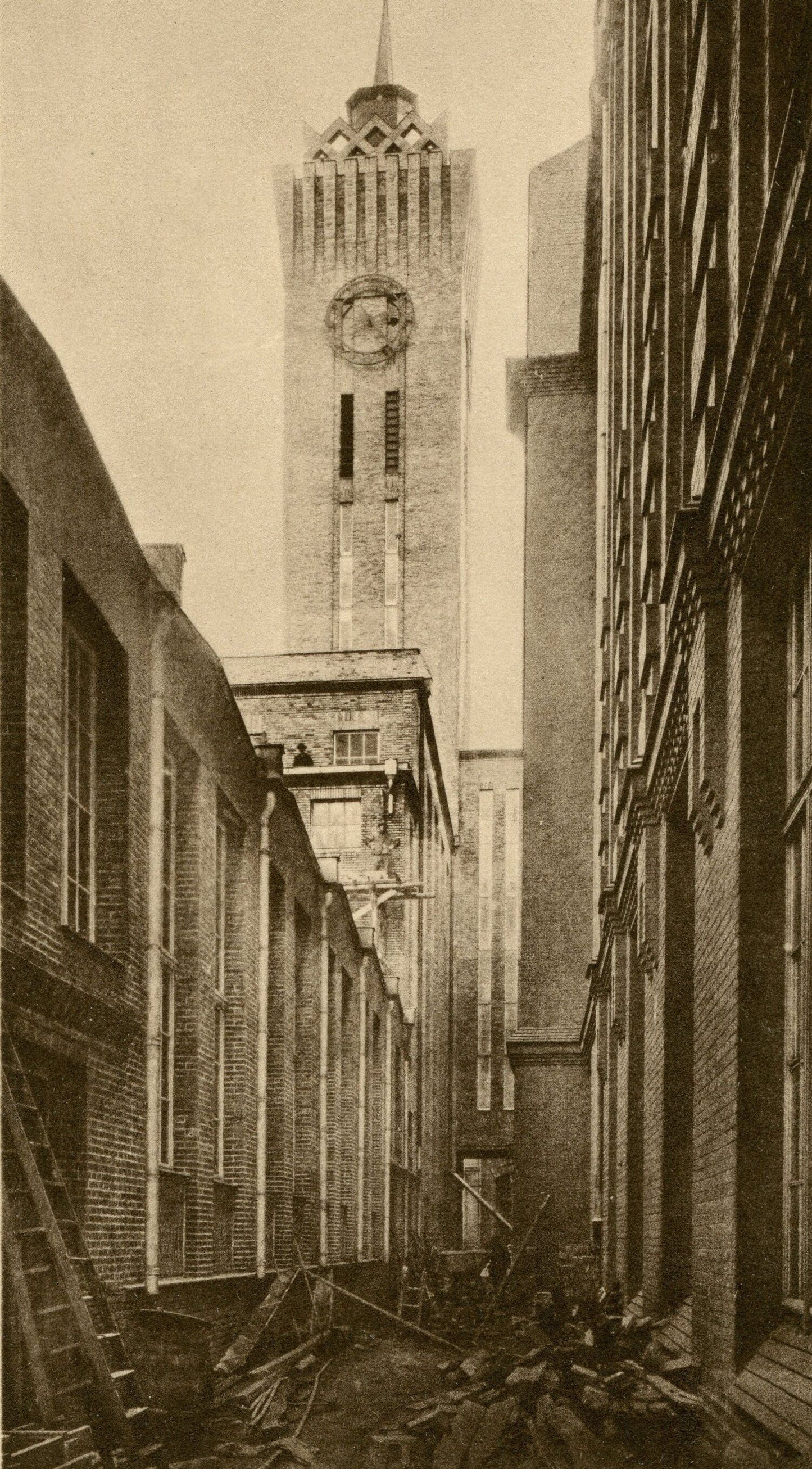 Poster Uhrturm von Schubert & Salzer, Chemnitz 1927