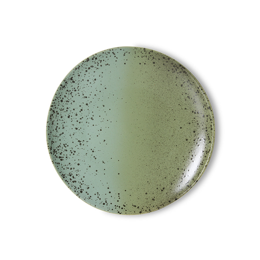 HKliving 70s Ceramics Speiseteller Fleck 2er Set große Keramik Essteller im Retro Look