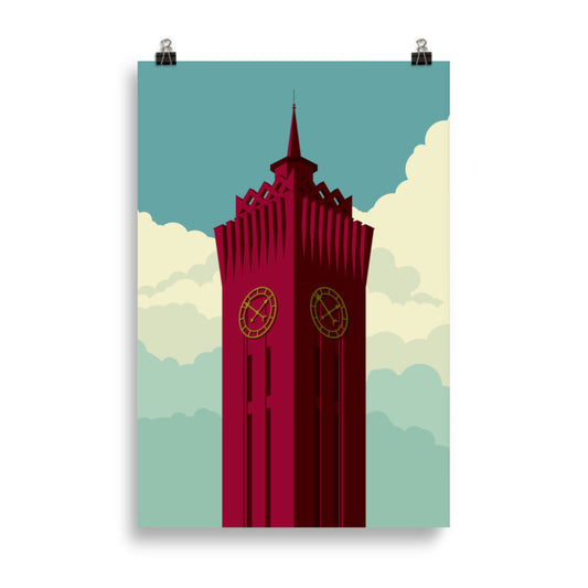 Poster Uhrturm von Schubert & Salzer, Chemnitz 1927