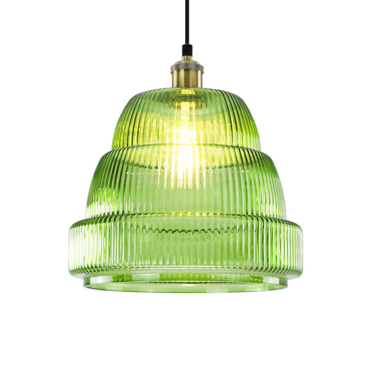 C-Création - CHANI - Pendelleuchte aus farbigem gestreiftem Glas im Retro-Stil - Grün