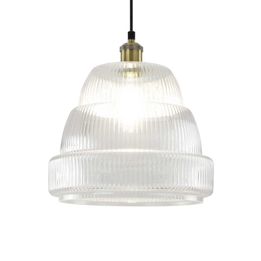 C-Création - CHANI - Pendelleuchte aus farbigem gestreiftem Glas im Retro-Stil - Weiß/Transparent