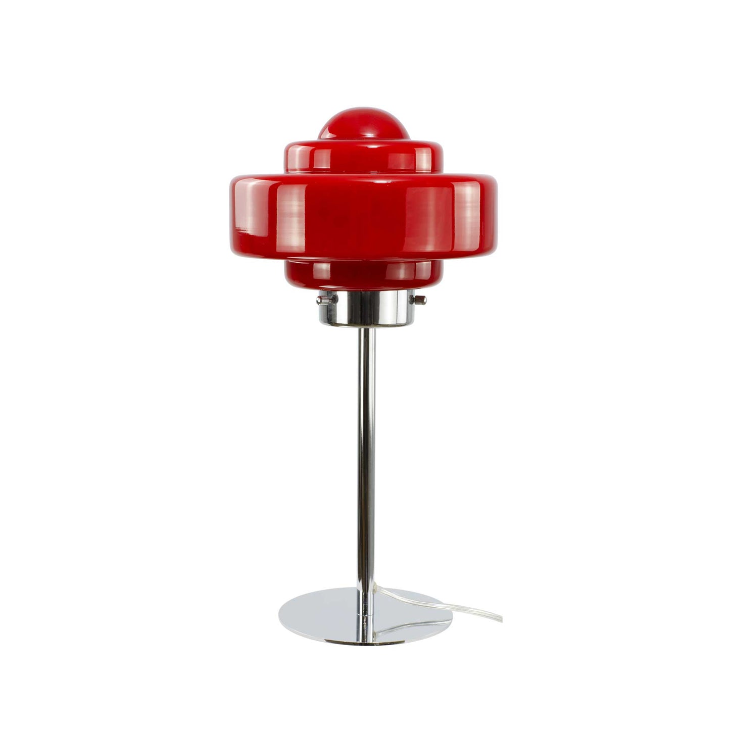 Tischlampe aus farbigem Glas und verchromtem Metall Zéni: Rot