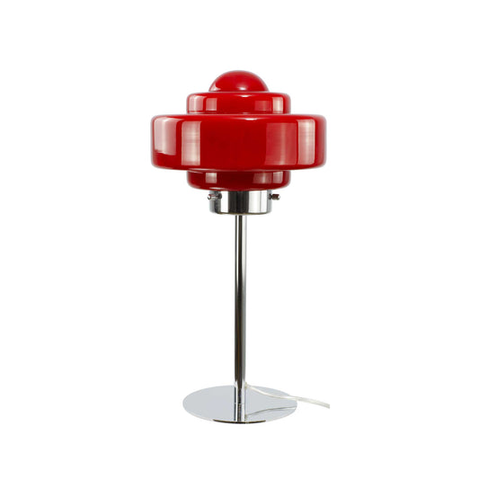 Tischlampe aus farbigem Glas und verchromtem Metall Zéni: Rot