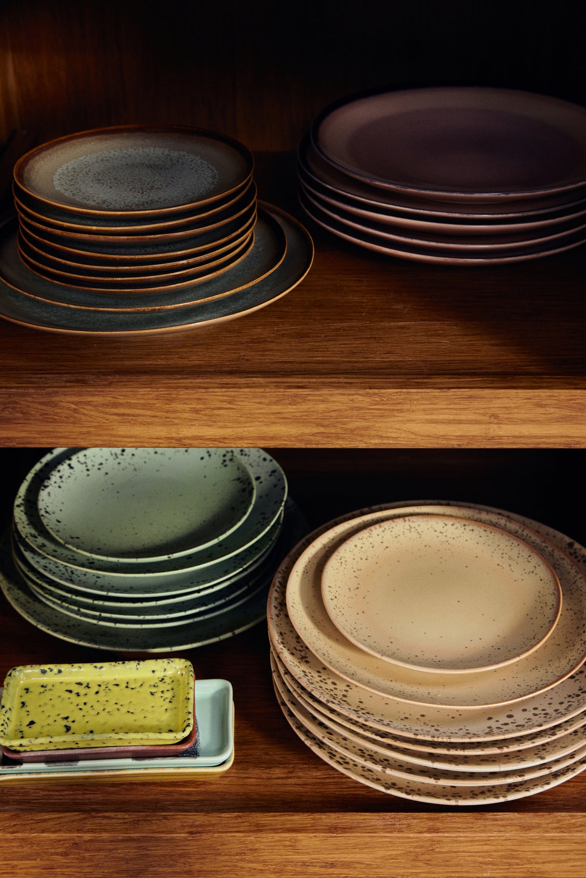 HKliving 70s Ceramics Dessertteller fleck 2er Set kleine Keramik Teller im Retro Look