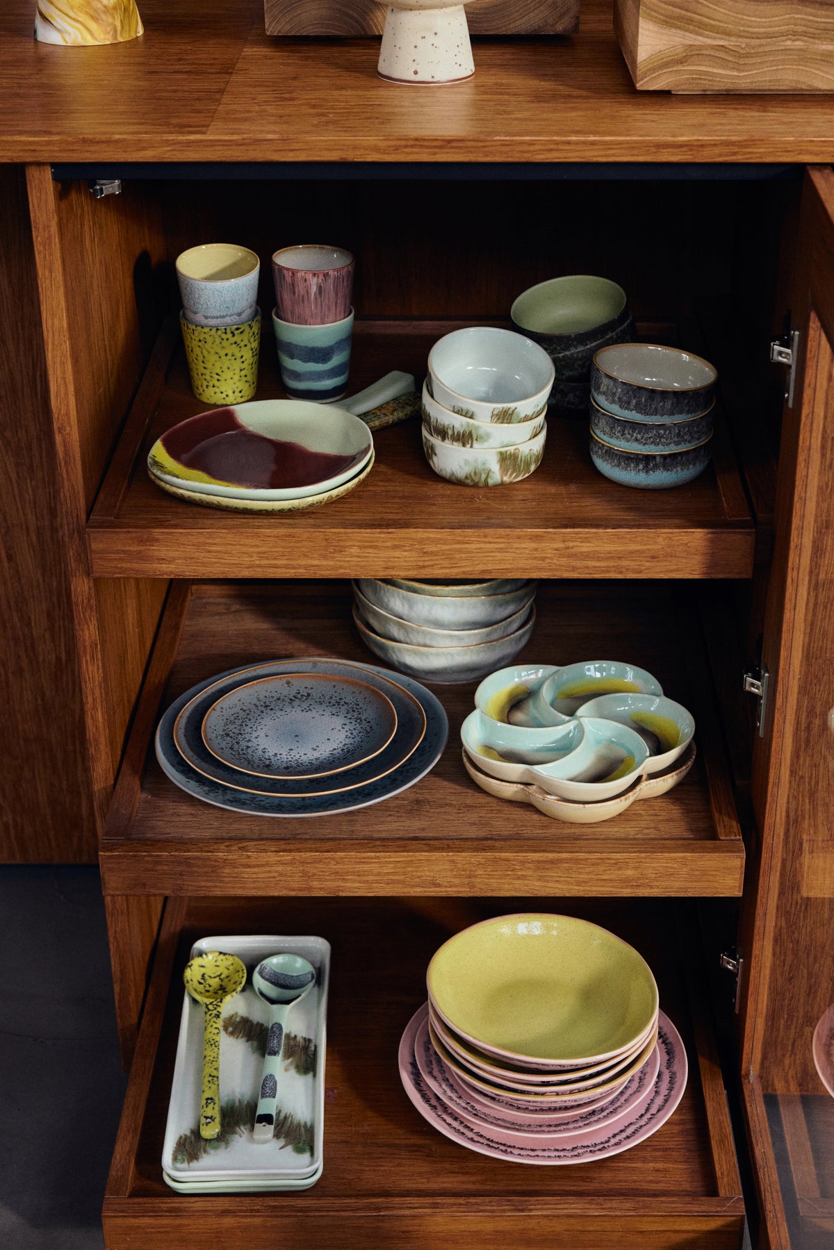 HKliving 70s Ceramics Teller mineral 2er Set kleine Keramik Teller im Retro Look