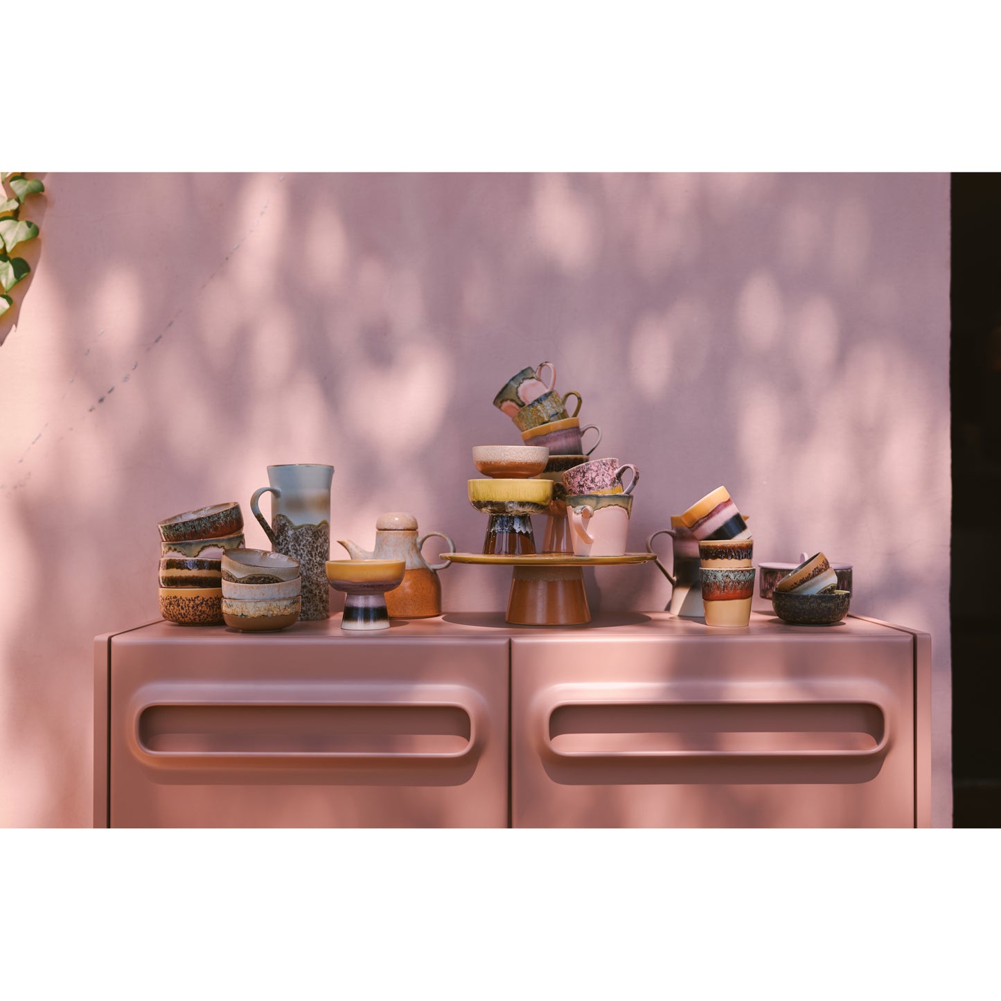 HKliving 70s ceramics: XS-Schalen, Marine-Set mit 4 Schalen, 8,3 x 8,3 x 3,8 cm