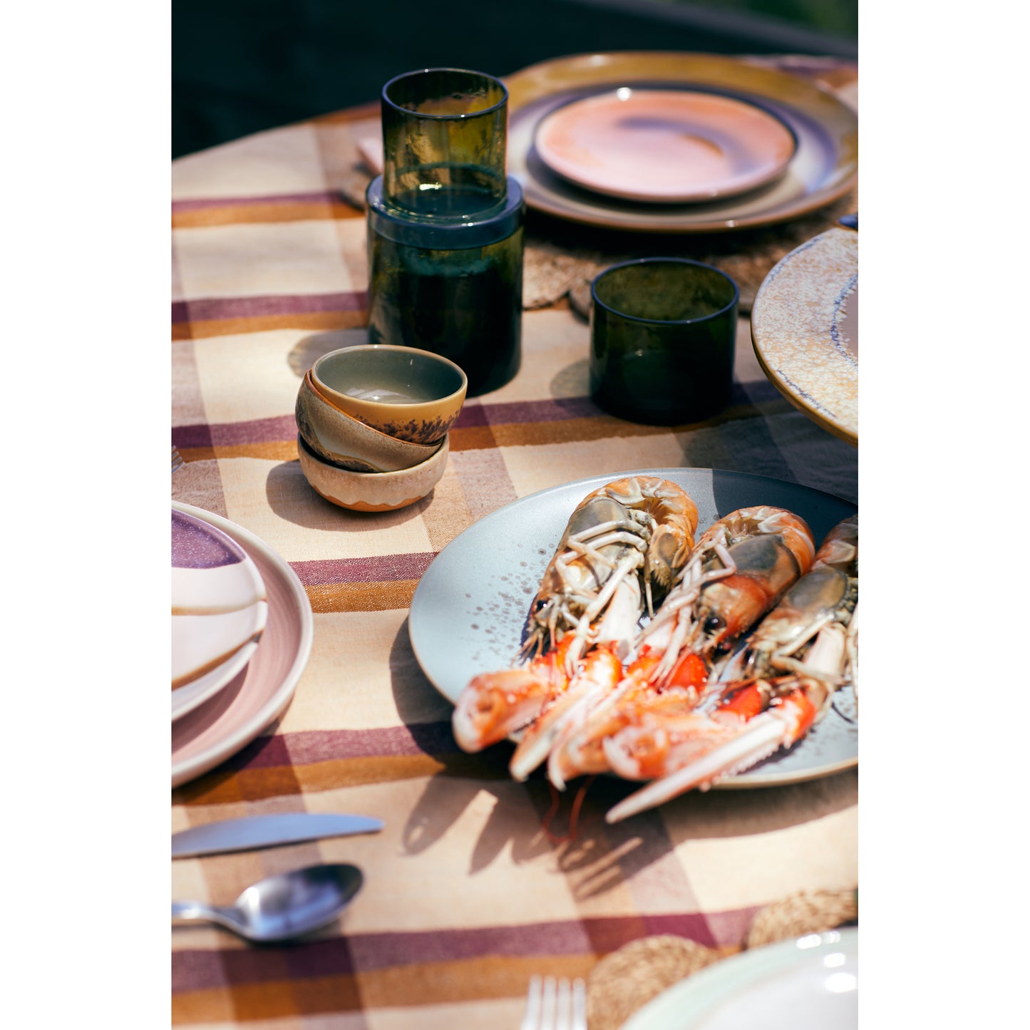 HKliving 70s ceramics: XS-Schalen, Marine-Set mit 4 Schalen, 8,3 x 8,3 x 3,8 cm