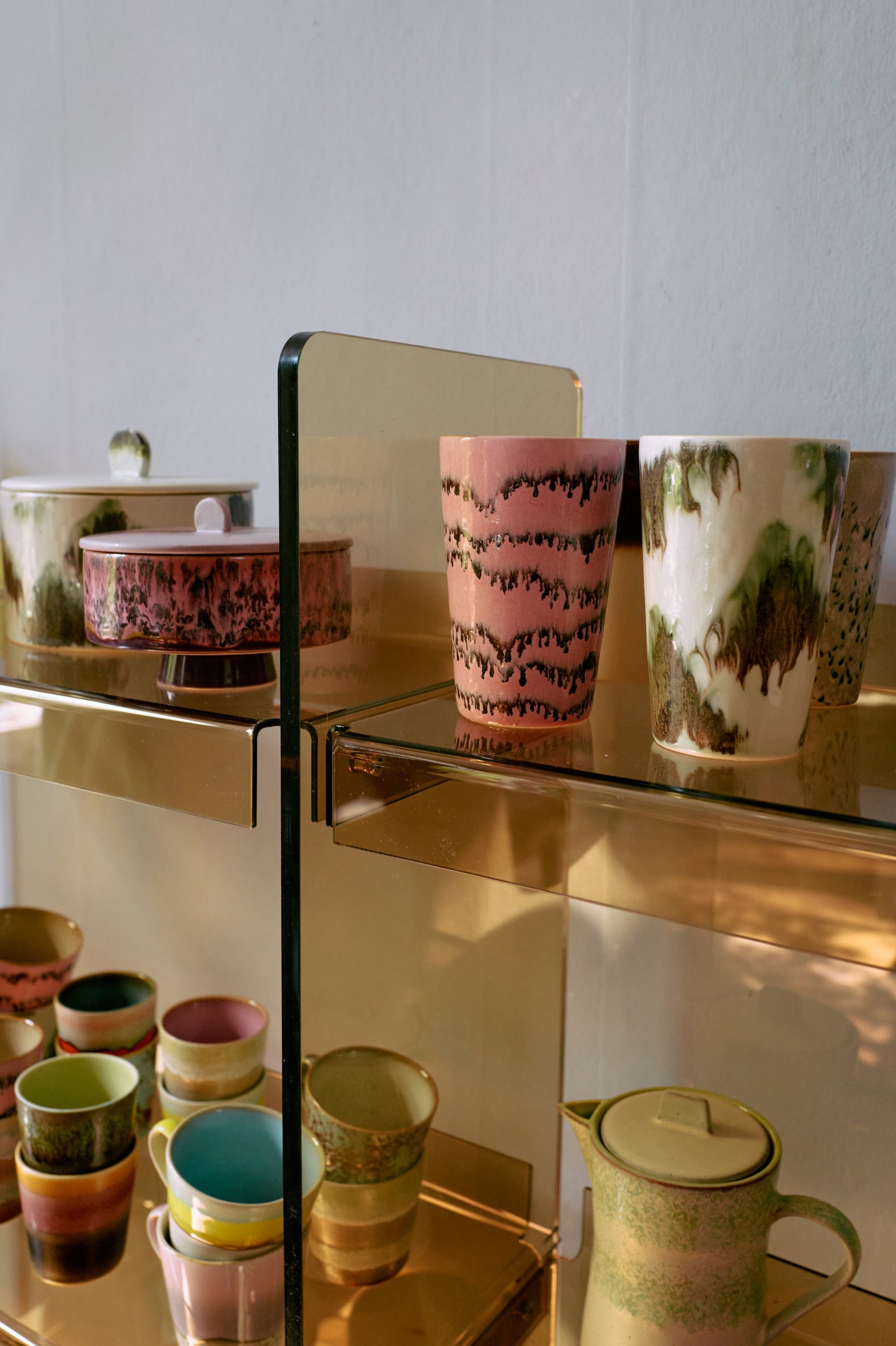HKliving 70s ceramics: Tee Becher, Baroque-Set mit 2 Bechern, 8,7 x 8,7 x 13,5 cm, 460 ml