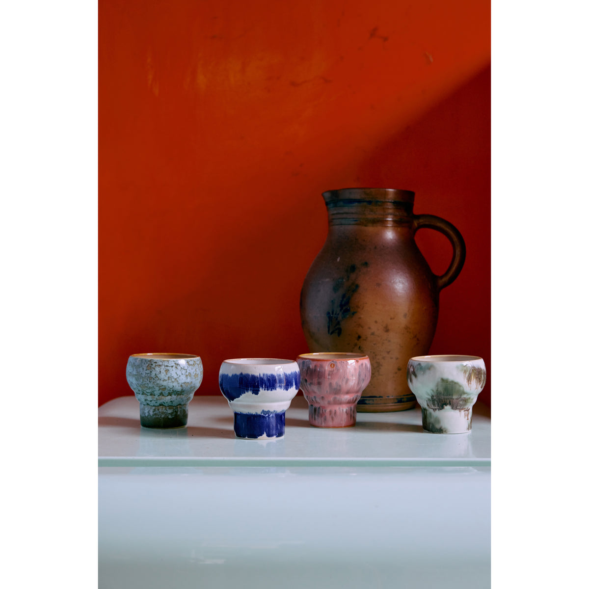 HKliving 70s ceramics: Lungo-Becher, Symbolist-Set mit 2 Bechern, 8,9 x 8,9 x 8,1 cm