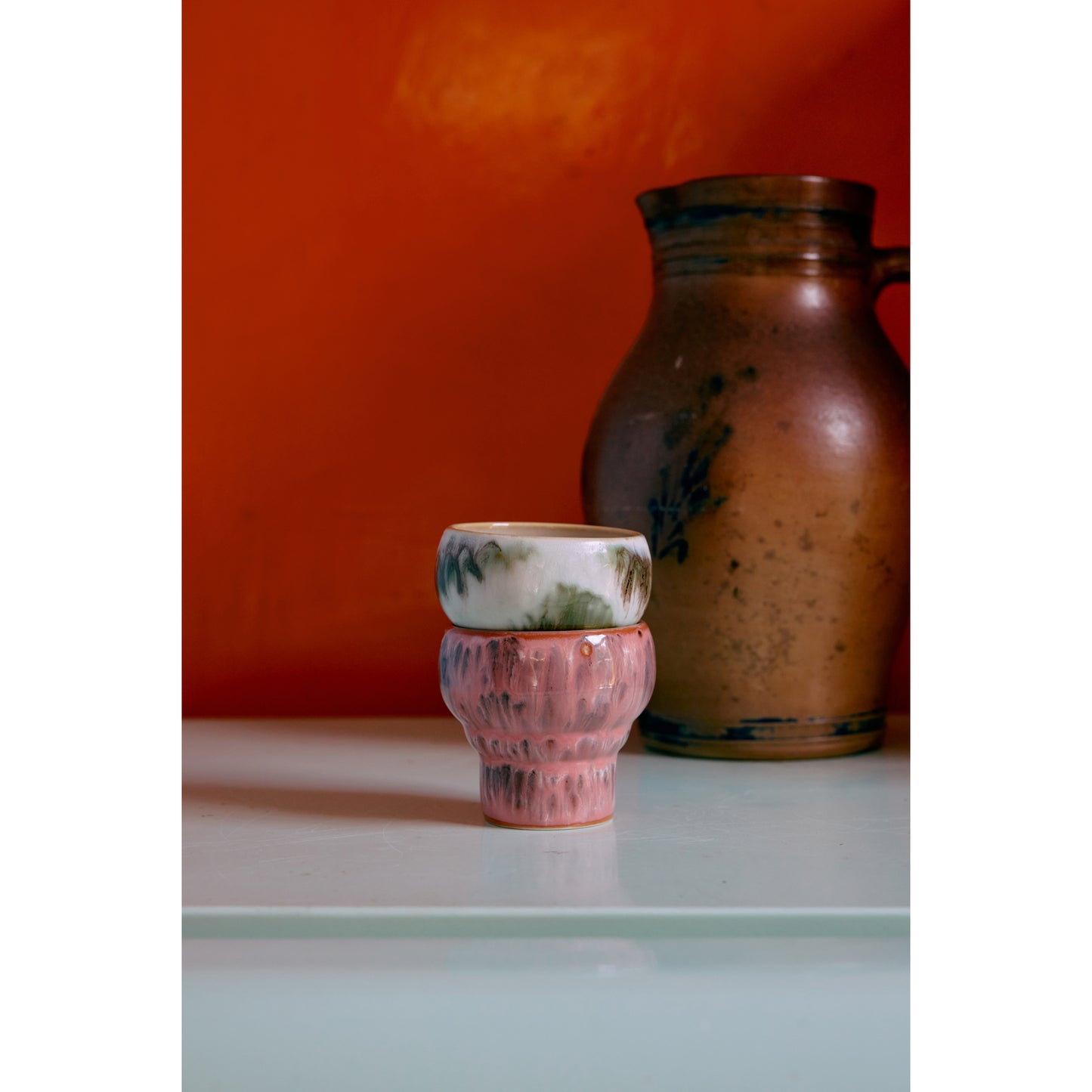 HKliving 70s ceramics: Lungo-Becher, Expression-Set mit 2 Bechern, 8,9 x 8,9 x 8,1 cm (Kopie)
