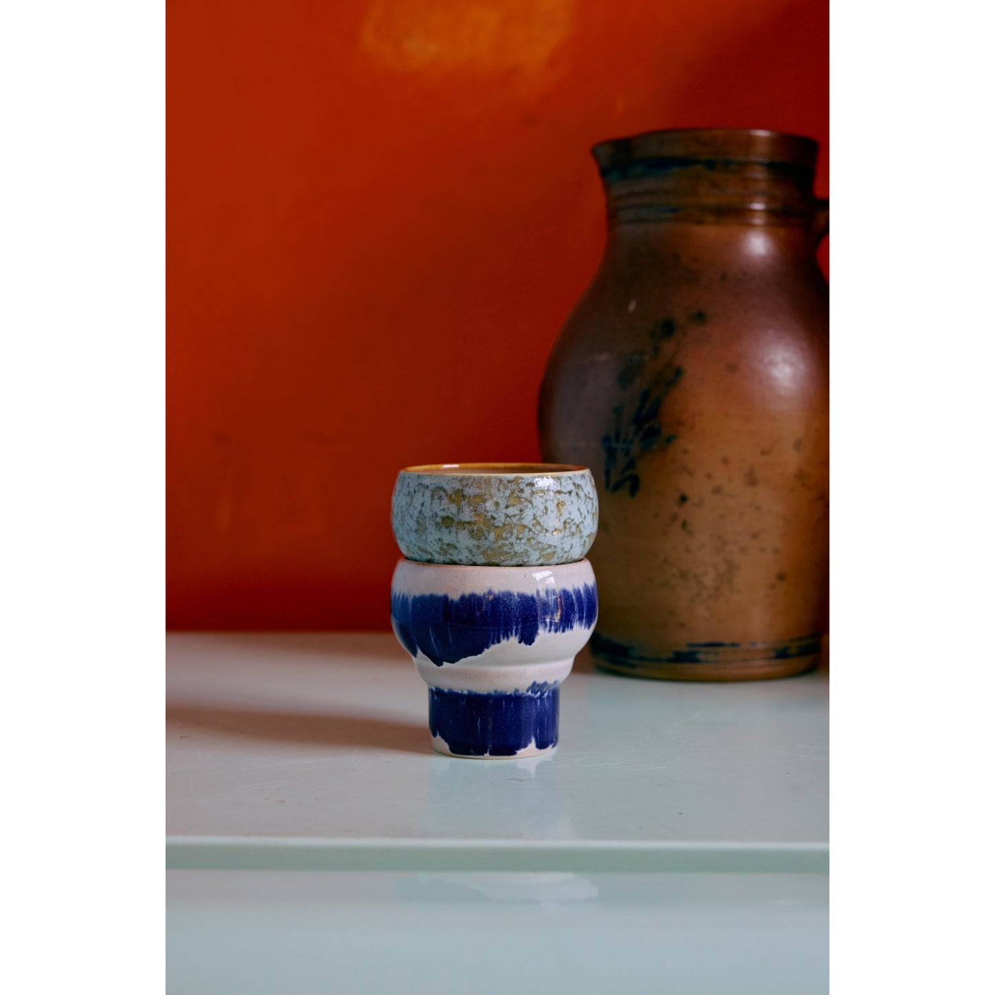 HKliving 70s ceramics: Lungo-Becher, Symbolist-Set mit 2 Bechern, 8,9 x 8,9 x 8,1 cm