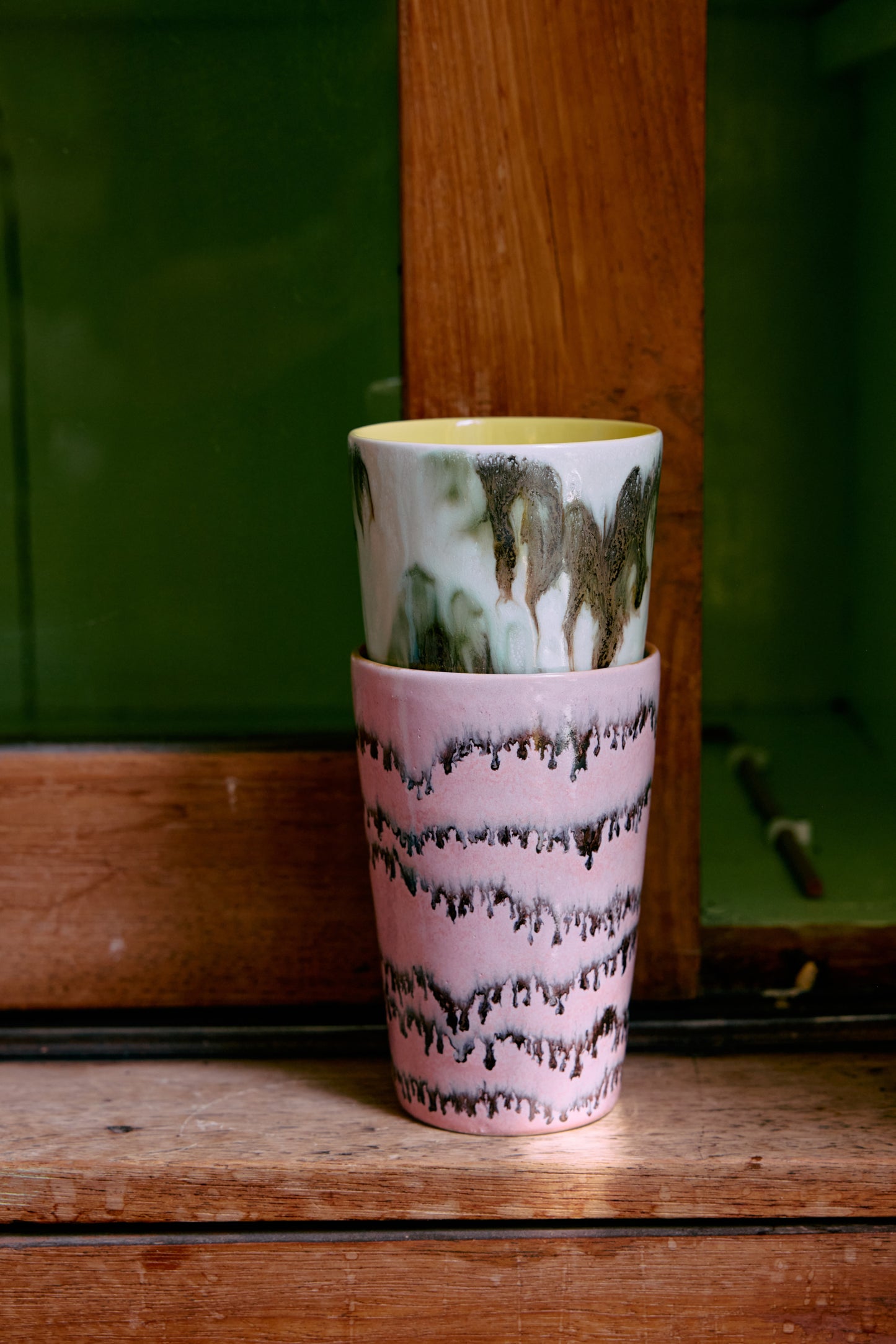 HKliving 70s ceramics: Tee Becher, Baroque-Set mit 2 Bechern, 8,7 x 8,7 x 13,5 cm, 460 ml