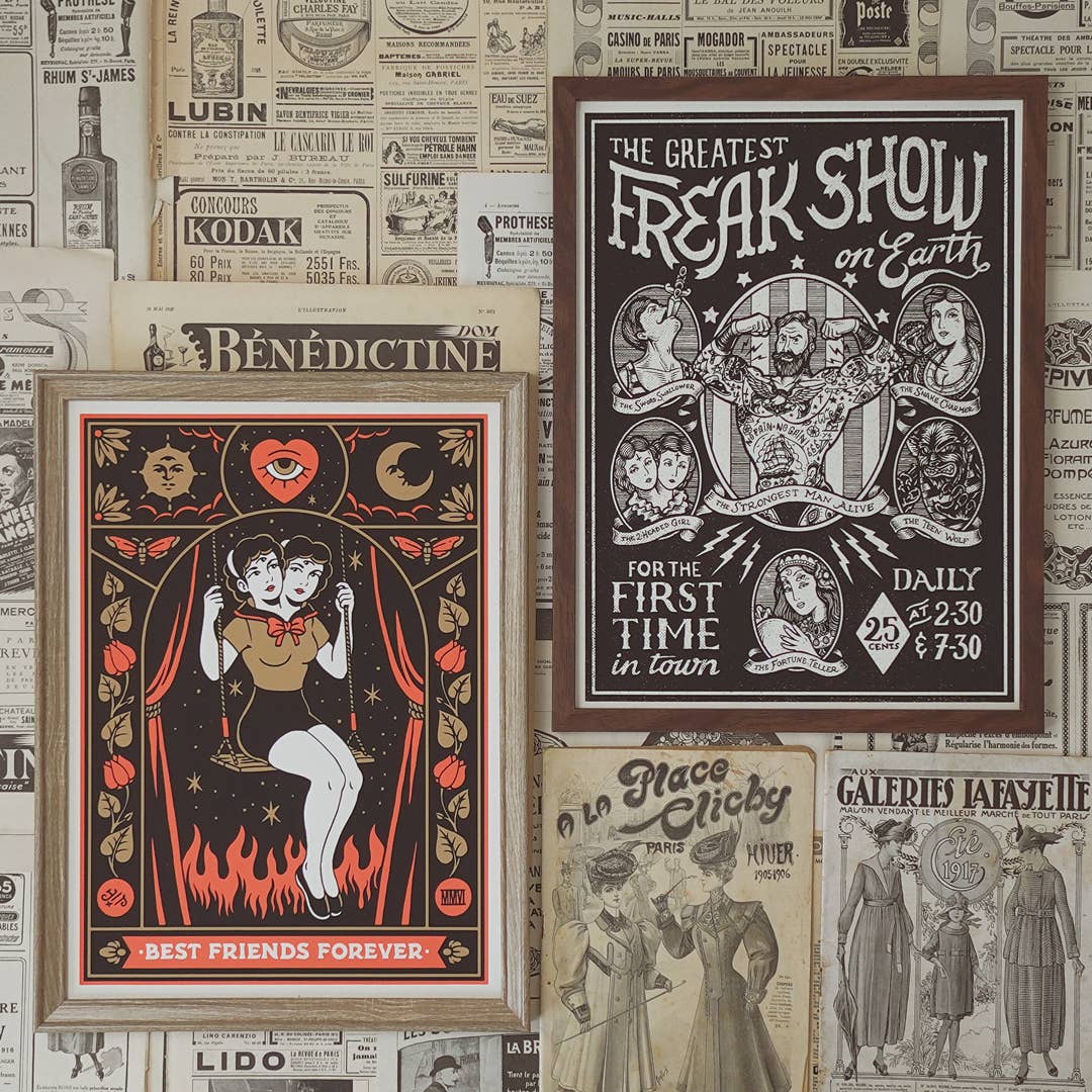Poster Yeaaah! Studio „BFF“ Schwestern Tagliolini, Format 30x40 cm