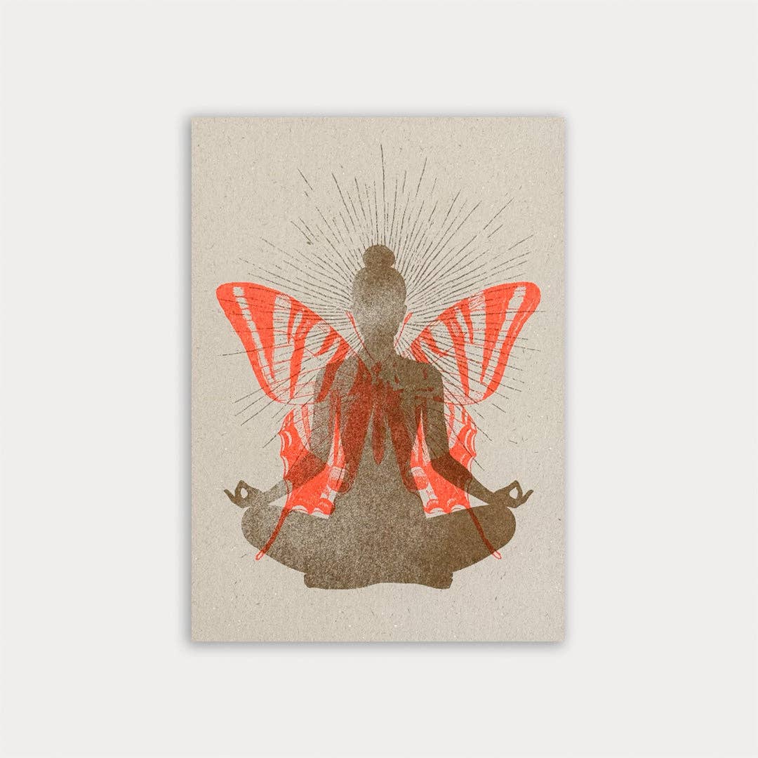 Postkarte Togethery „Yoga und Meditation”, Format A6, Risographie