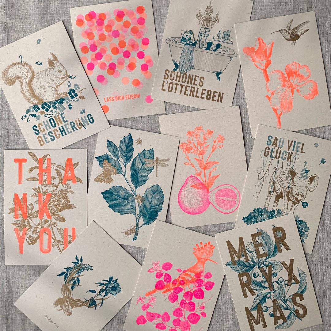 Postkarte Togethery „Thank you”, Format A6, Risographie