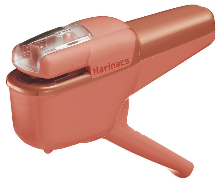 KOKUYO Harinacs Handy Stapleless Stapler, medium, salmon-pink, Heftgerät ohne Heftklammern