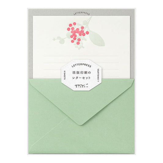 Midori Briefset Buchdruck „Roter Blumenstrauß“, A5