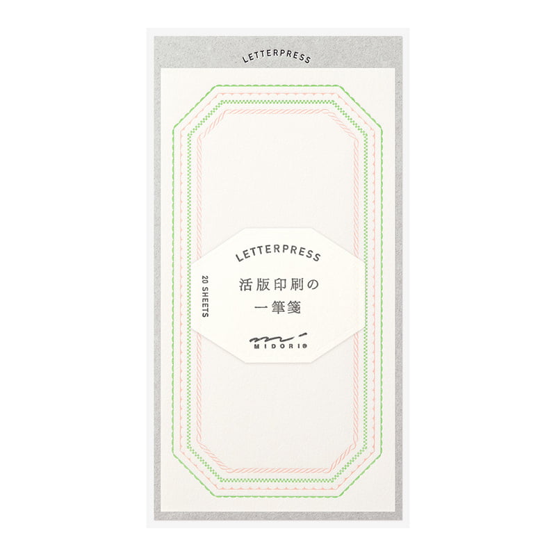 Midori Briefset Buchdruck Rahmen Pink, 85 x 155 mm