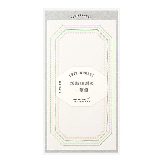 Midori Briefset Buchdruck Rahmen Pink, 85 x 155 mm