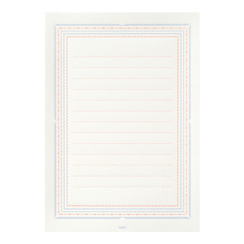 Midori Briefset Buchdruck Rahmen Blau, A5