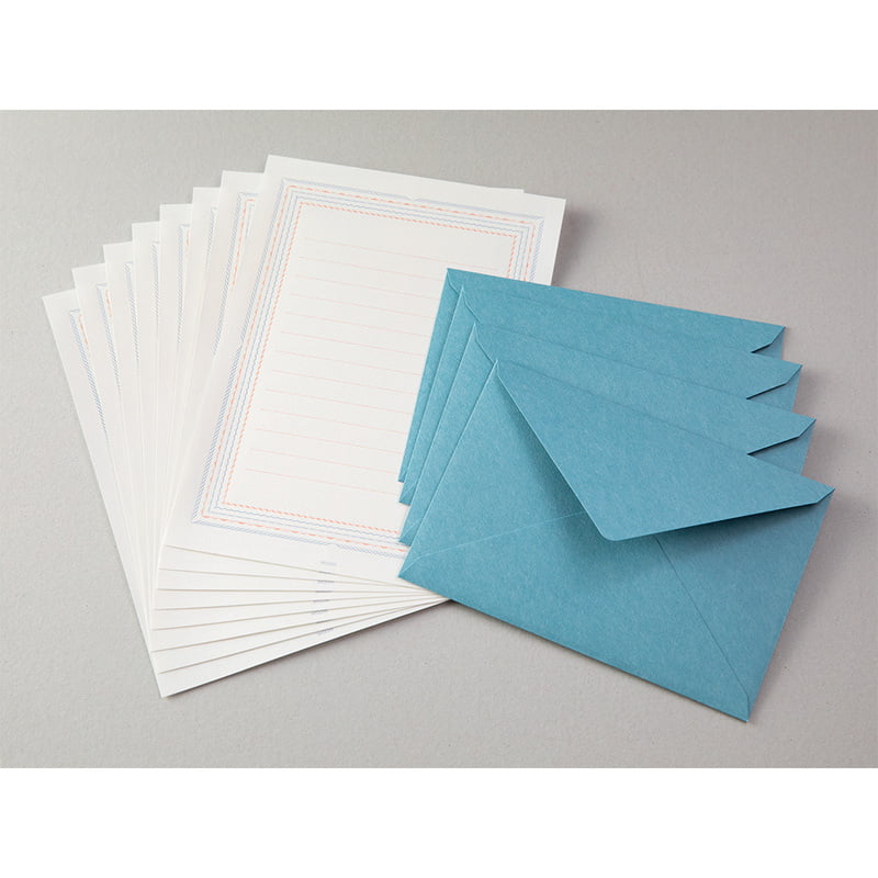 Midori Briefset Buchdruck Rahmen Blau, A5