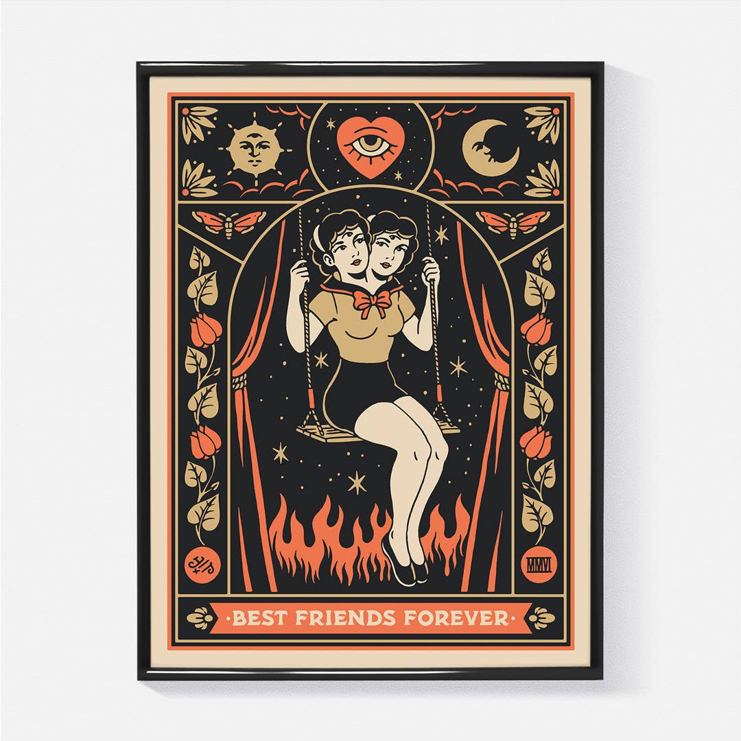 Poster Yeaaah! Studio „BFF“ Schwestern Tagliolini, Format 30x40 cm
