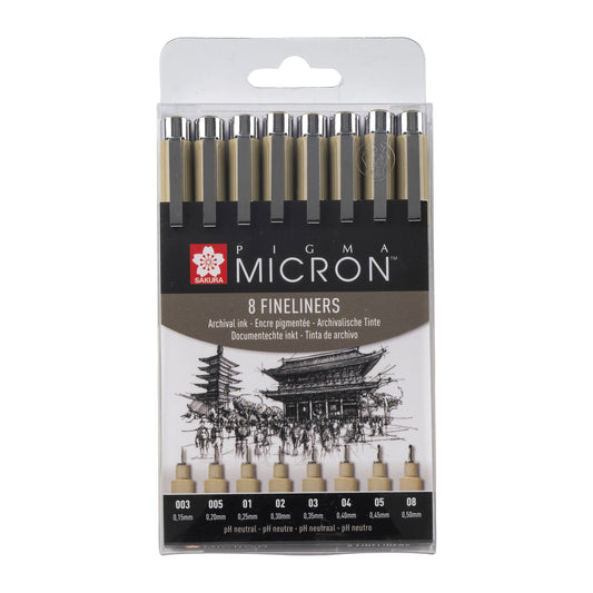 SAKURA Pigma MICRON™ - 8 Fineliners - Black