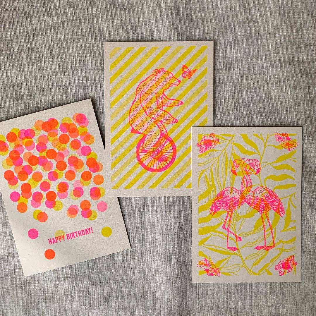 Postkarte Togethery „Happy Birthday!", Format A6, Risographie