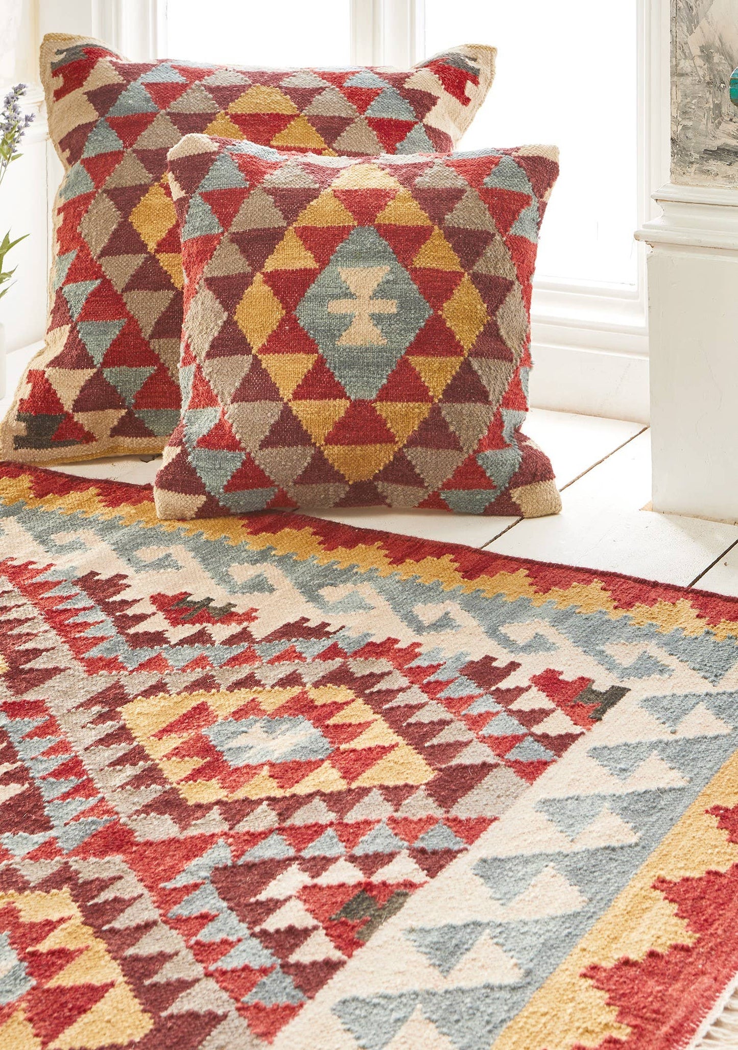 Khiva Handloom Kelim Kissenbezug, groß, 60 x 60 cm