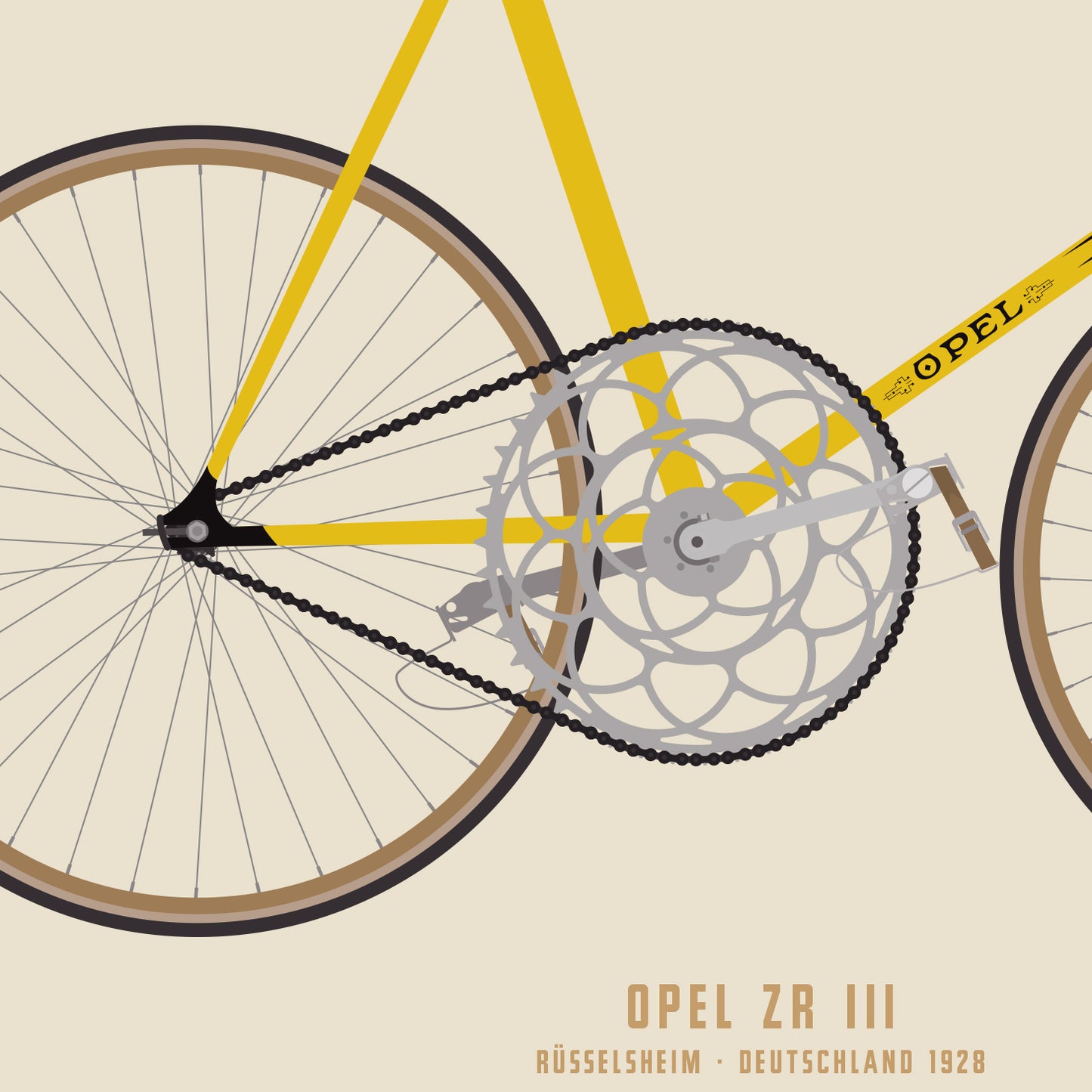 Poster Opel Fahrrad Zeitfahrmaschine ZR III - Rüsselsheim/Deutschland, 1928