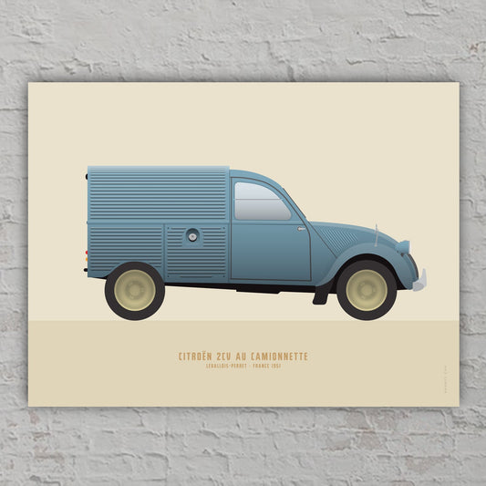 Poster Citroën 2CV AU Camoinnette, Ikonisches Kultauto, Oldtimer