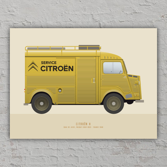 Poster, Citroën Typ H Service, Kunstdruck „Wellblech-Bus“, Oldtimer