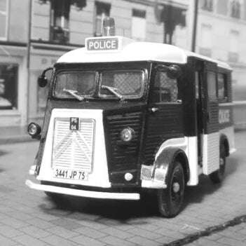 Poster, Citroën Typ H Police, Kunstdruck „Wellblech-Bus“, Oldtimer