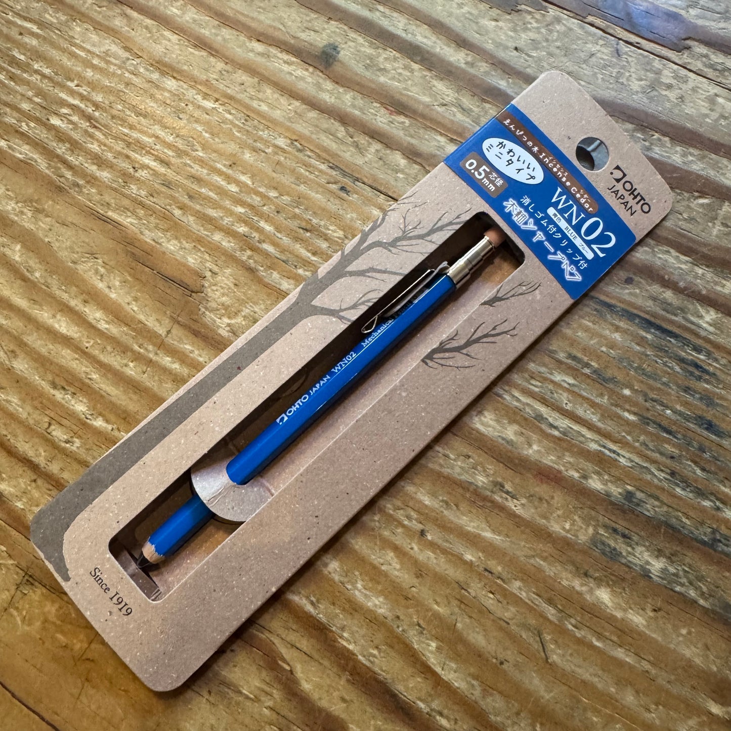 OHTO Wooden Mechanical Mini Pencil WN02 0,5 HB, Blue