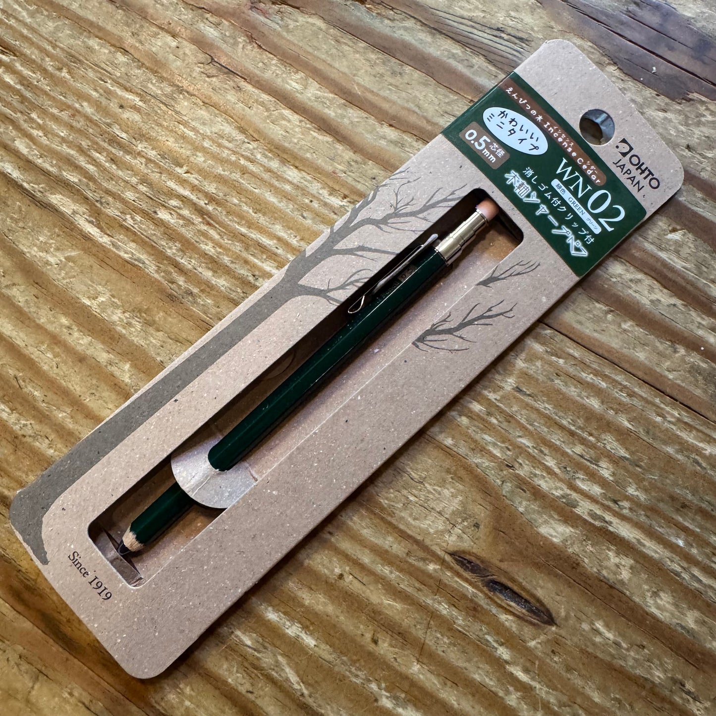 OHTO Wooden Mechanical Mini Pencil WN02 0,5 HB, Green