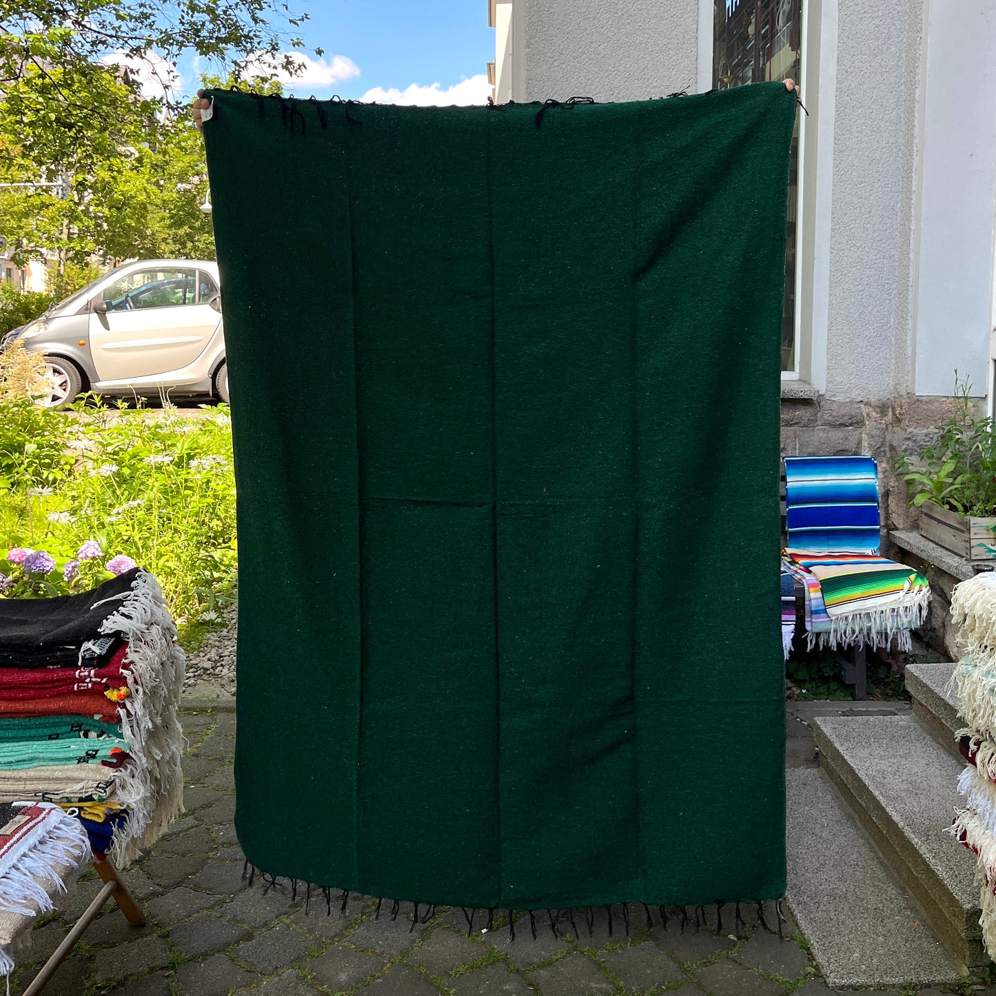 Westpath - einfarbige mexikanische Decke - Dunkelgrün