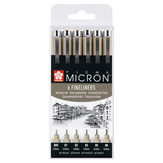 SAKURA Pigma MICRON™ - 6 Fineliners - Black