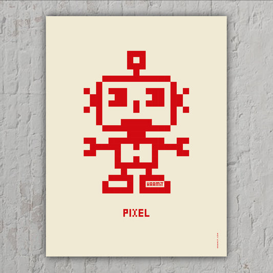 Poster Pixel Roboter Pixel, Kunstdruck Pixelart