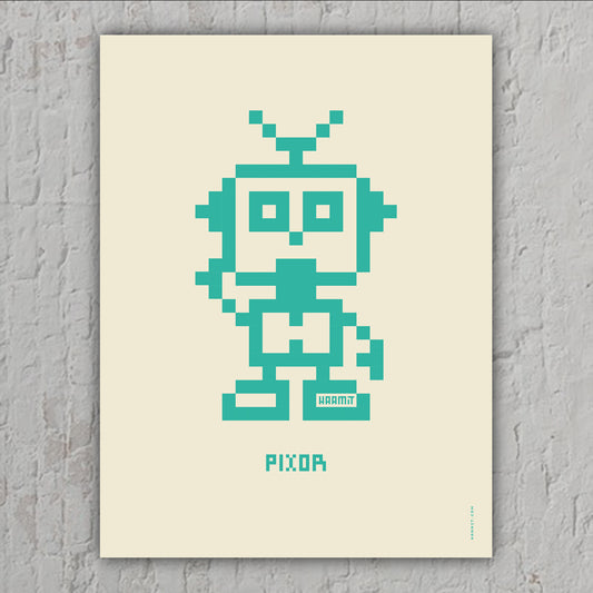 Poster Pixel Roboter Pixor, Kunstdruck Pixelart
